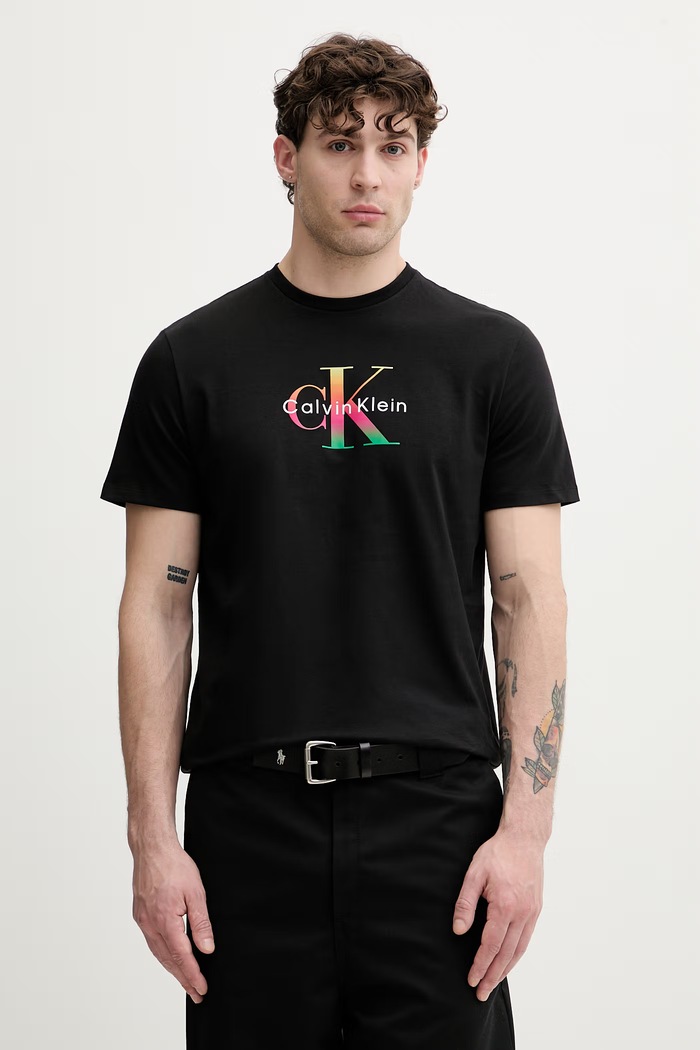Calvin Klein Jeans tričko pánske bavlnené čierna LV04RG835G