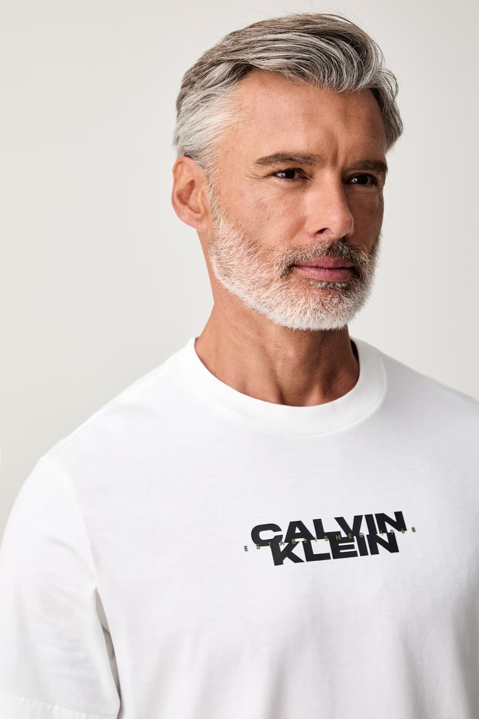 Calvin Klein Jeans T-shirt męski bawełniany beżowy LV04RG834G