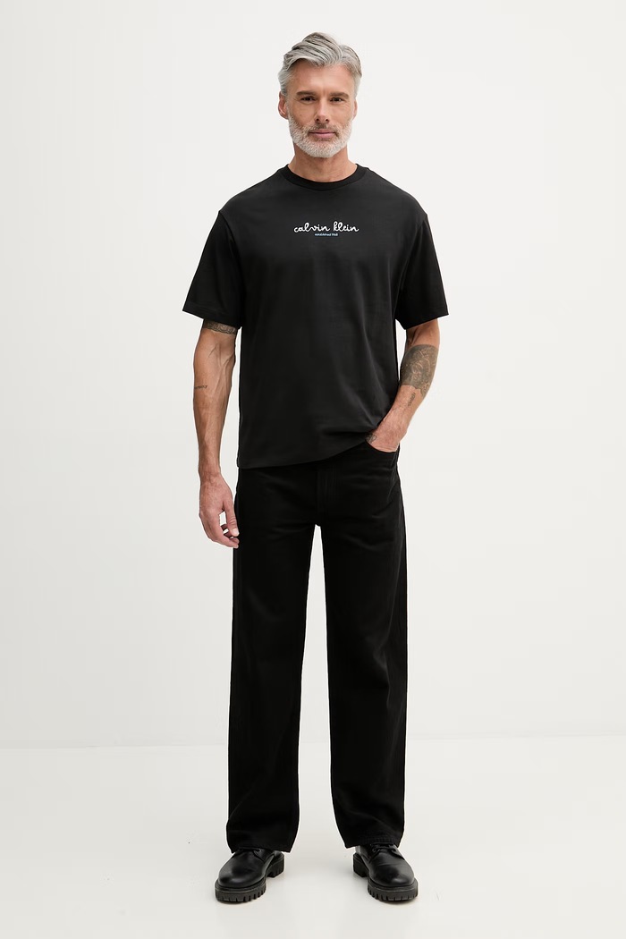 Calvin Klein Jeans tričko pánske bavlnené LV04RG816G čierna AW26