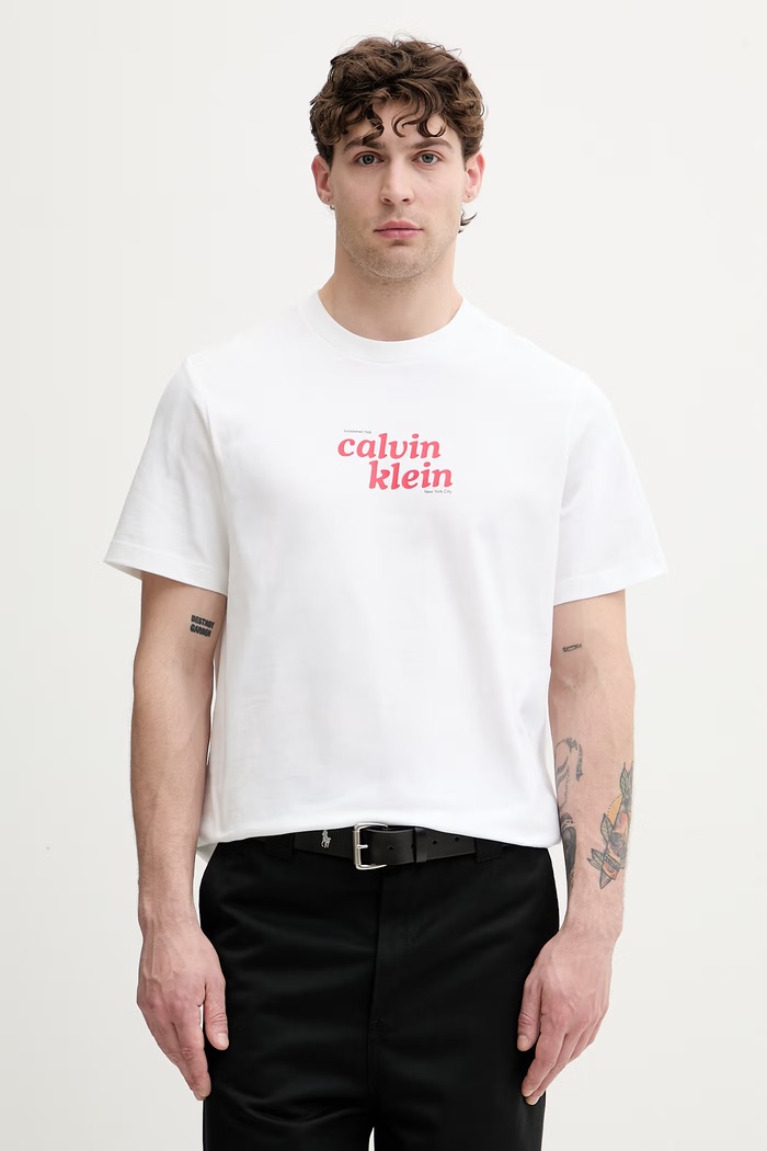 Calvin Klein Jeans tričko pánske bavlnené biela LV04RG815G