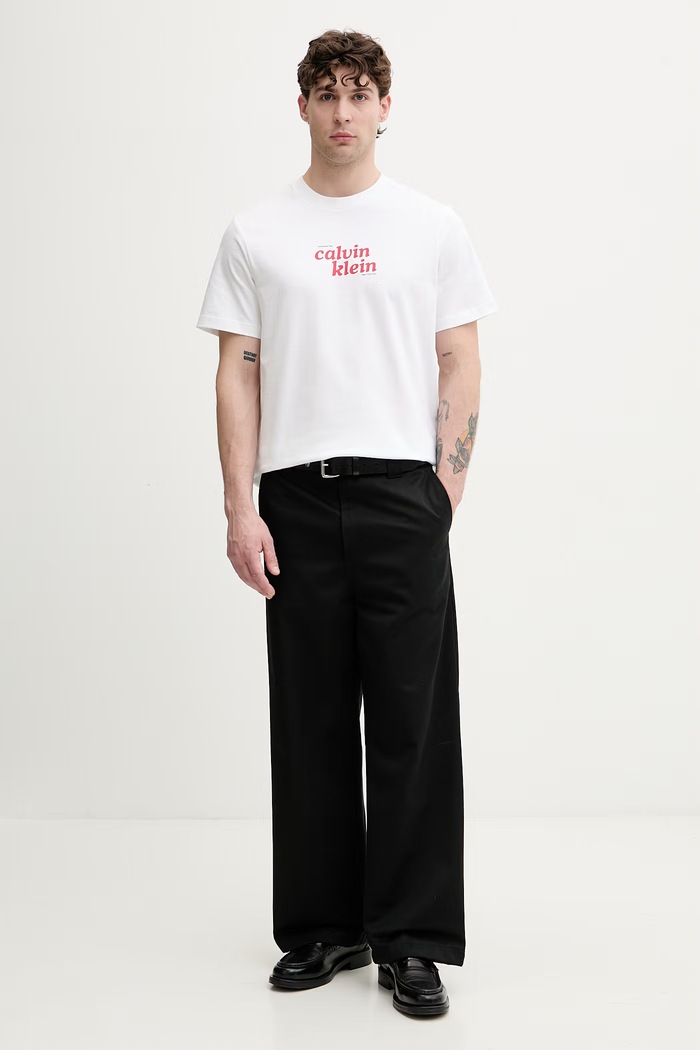 Calvin Klein Jeans tričko pánske bavlnené LV04RG815G biela AW26
