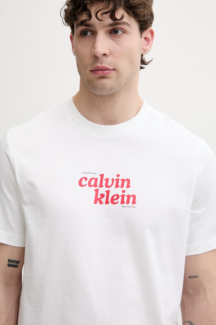 Calvin Klein Jeans tričko pánske bavlnené biela LV04RG815G