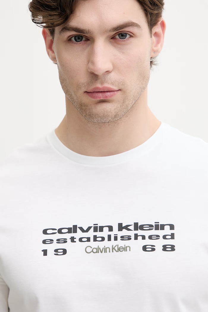 Calvin Klein Jeans tričko pánske bavlnené biela LV04RG800G