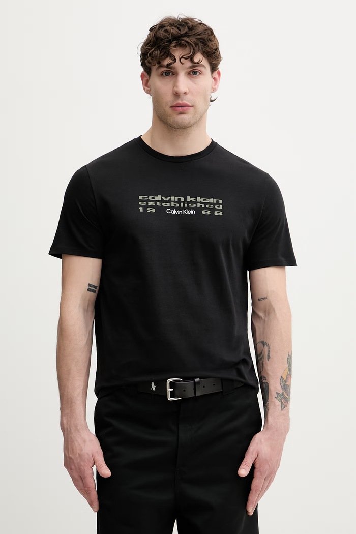 Calvin Klein Jeans T-shirt męski bawełniany czarny LV04RG800G