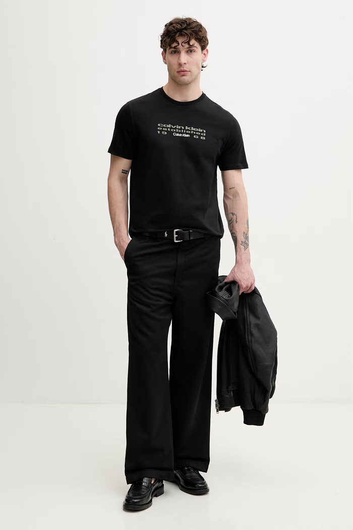 Calvin Klein Jeans T-shirt męski bawełniany LV04RG800G czarny AW26