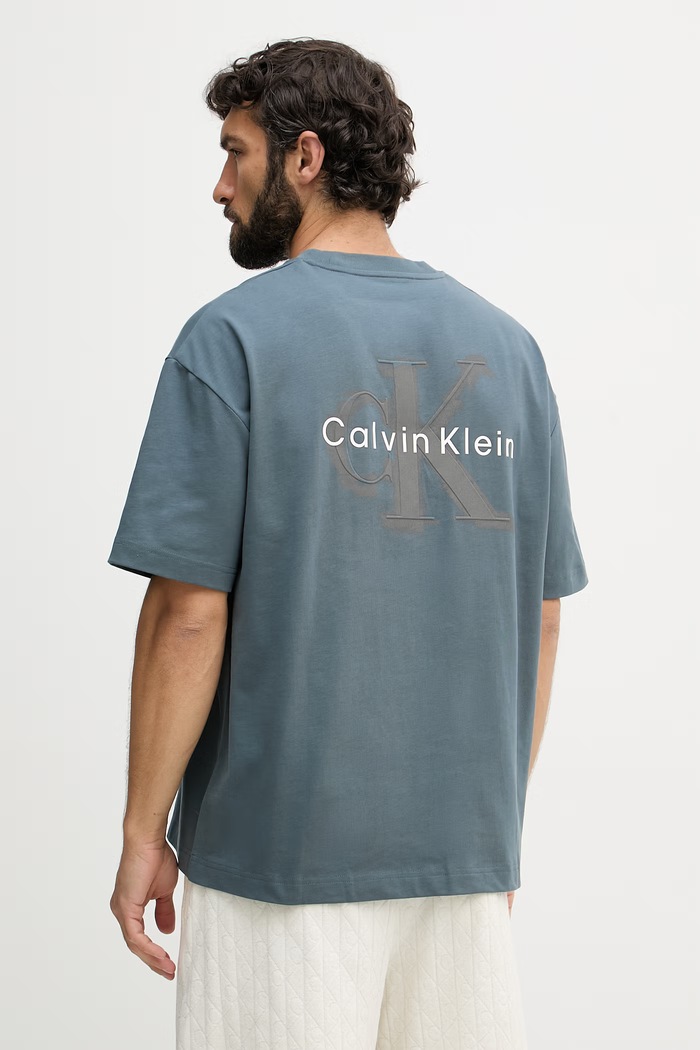 Calvin Klein Jeans T-shirt męski bawełniany turkusowy LV04RAB806