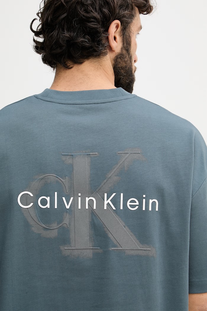 Calvin Klein Jeans T-shirt męski bawełniany LV04RAB806 turkusowy