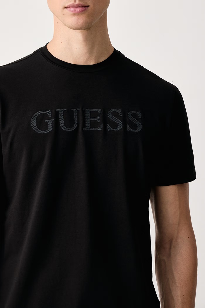 Odzież Guess T-shirt męski bawełniany z elastanem PRAT Z6YI17.K4968 czarny