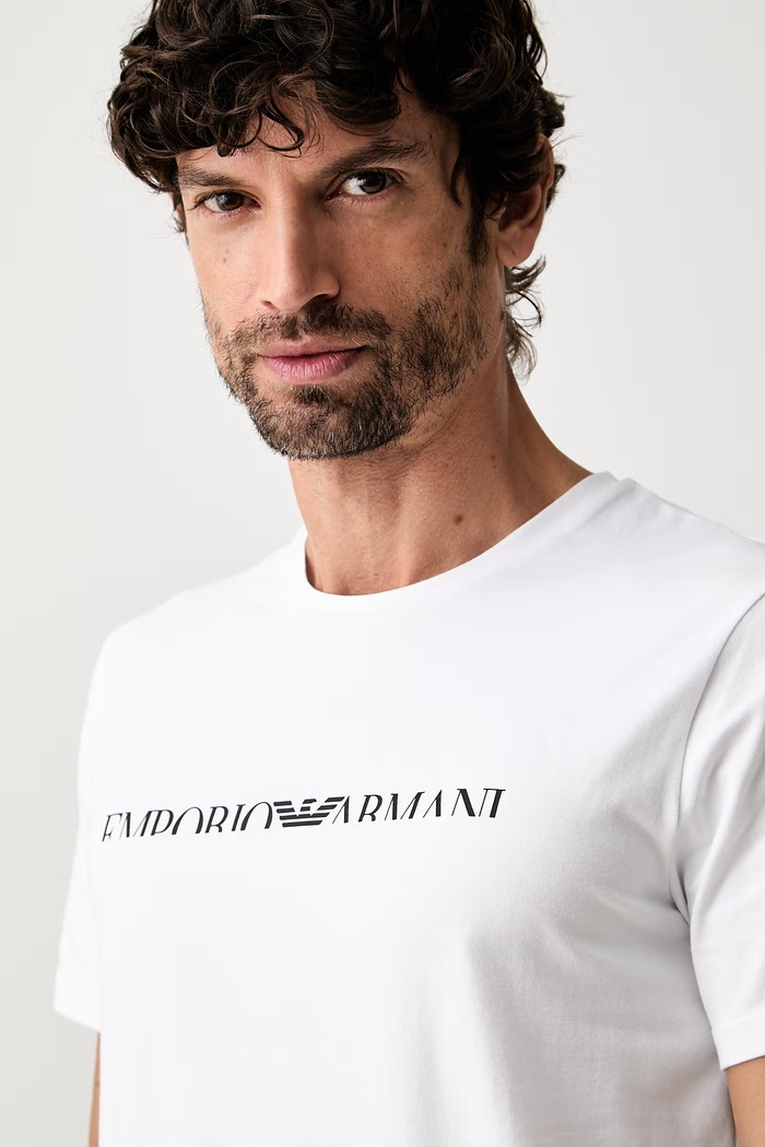 Oblečenie Emporio Armani Underwear lounge tričko pánske bavlnené s elastanom EM000377.AF25030 biela