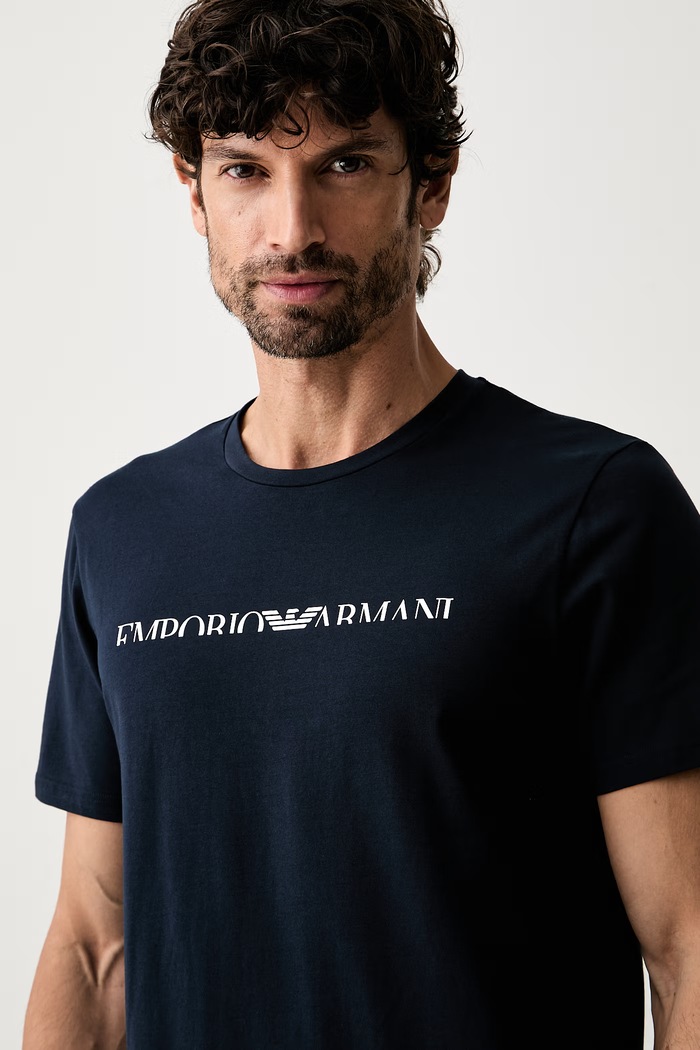 Oblečenie Emporio Armani Underwear lounge tričko pánske bavlnené s elastanom EM000377.AF25030 tmavomodrá