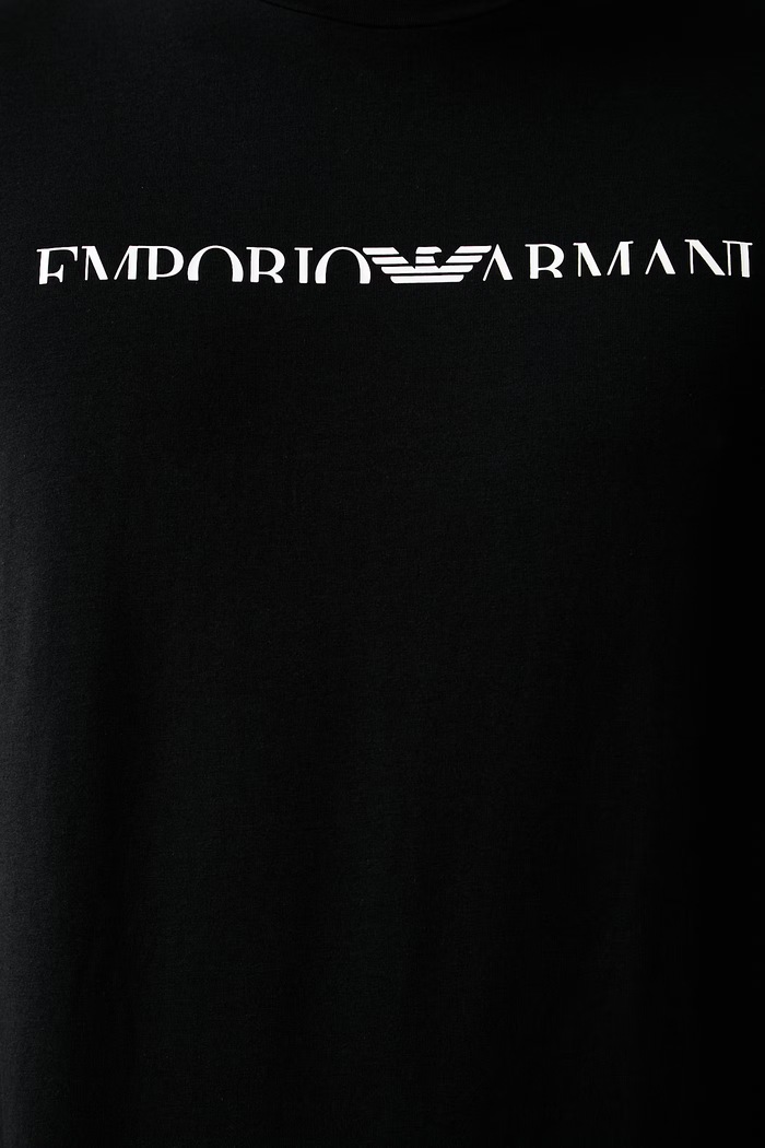 Emporio Armani Underwear T-shirt lounge męski bawełniany z elastanem czarny EM000377.AF25030