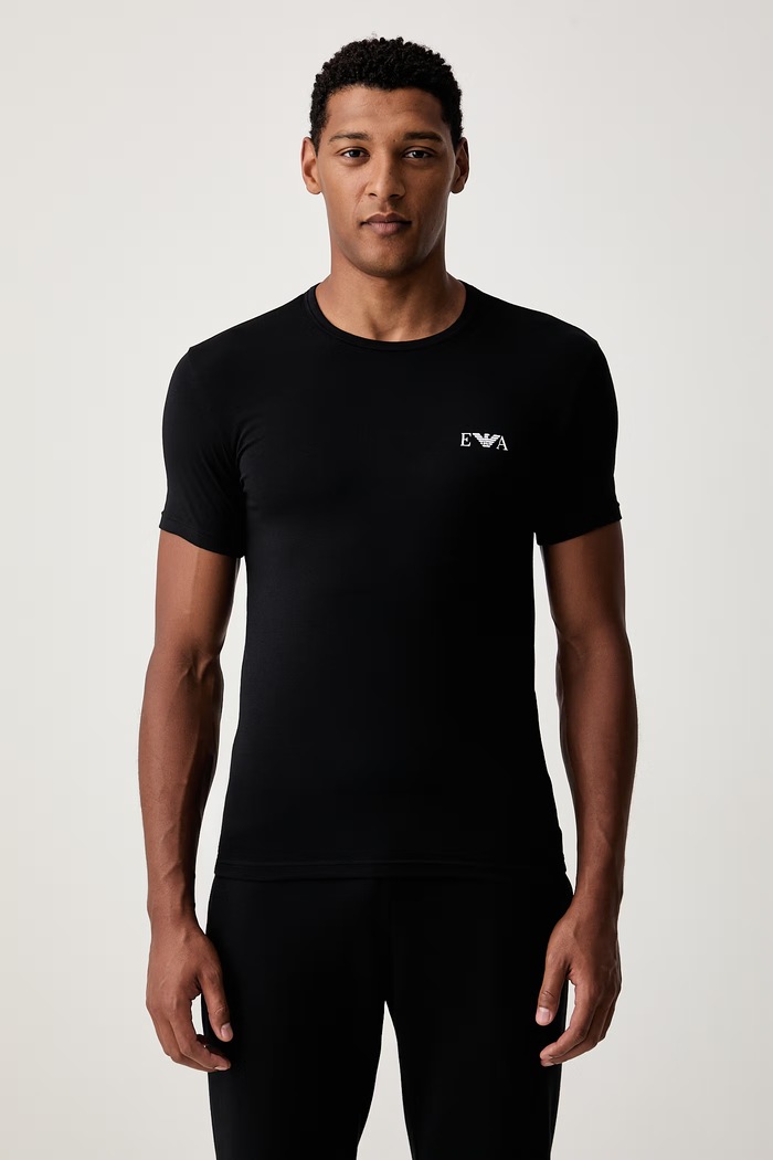 Emporio Armani Underwear T-shirt lounge męski bawełniany z elastanem EM001849.AF25018 biały AW26