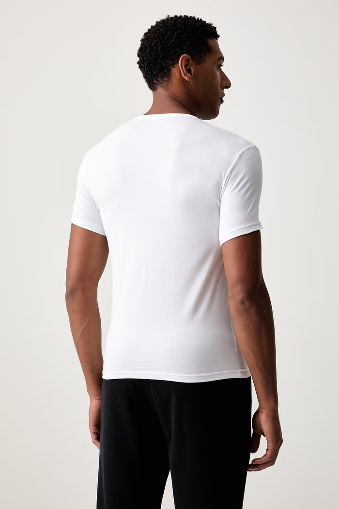 Emporio Armani Underwear T-shirt lounge męski bawełniany z elastanem biały EM001849.AF25018