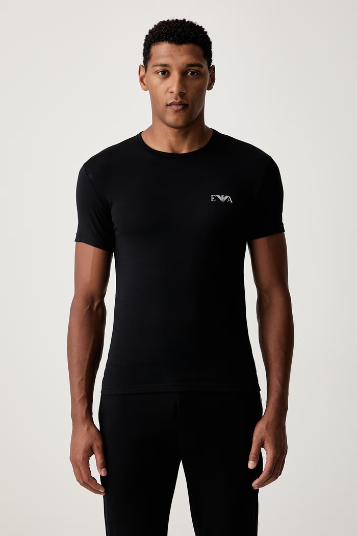 Emporio Armani Underwear T-shirt lounge męski bawełniany z elastanem EM001849.AF25018 czarny AW26