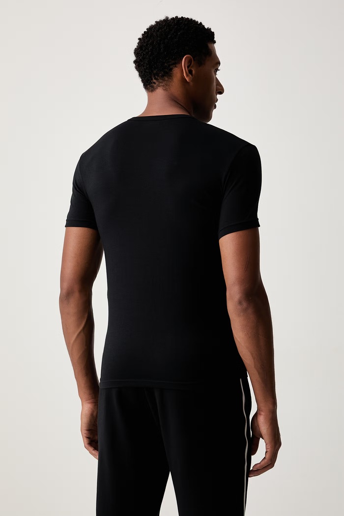 Emporio Armani Underwear T-shirt lounge męski bawełniany z elastanem EM001849.AF25018 czarny