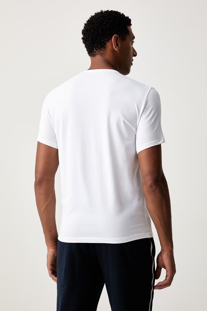 Odzież Emporio Armani Underwear T-shirt męski bawełniany z elastanem 2-pack EM000391.AF25033 biały