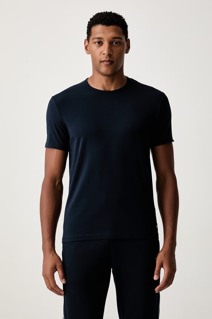 Emporio Armani Underwear T-shirt męski bawełniany z elastanem 2-pack EM000391.AF25033 granatowy AW26
