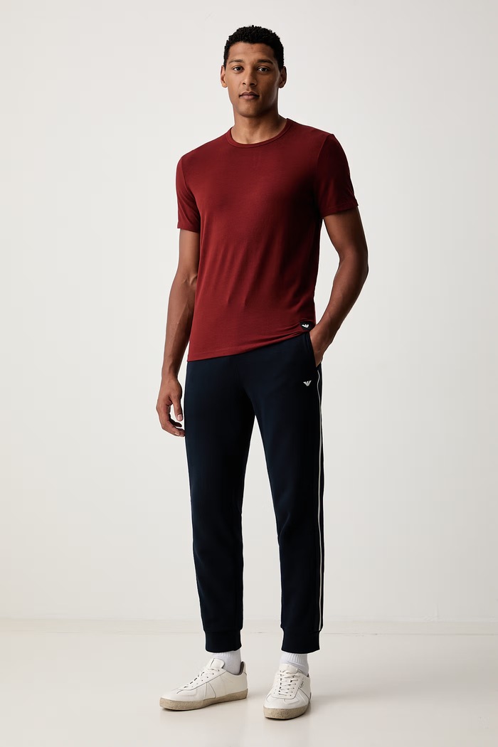 Odzież Emporio Armani Underwear T-shirt męski bawełniany z elastanem 2-pack EM000391.AF25033 granatowy