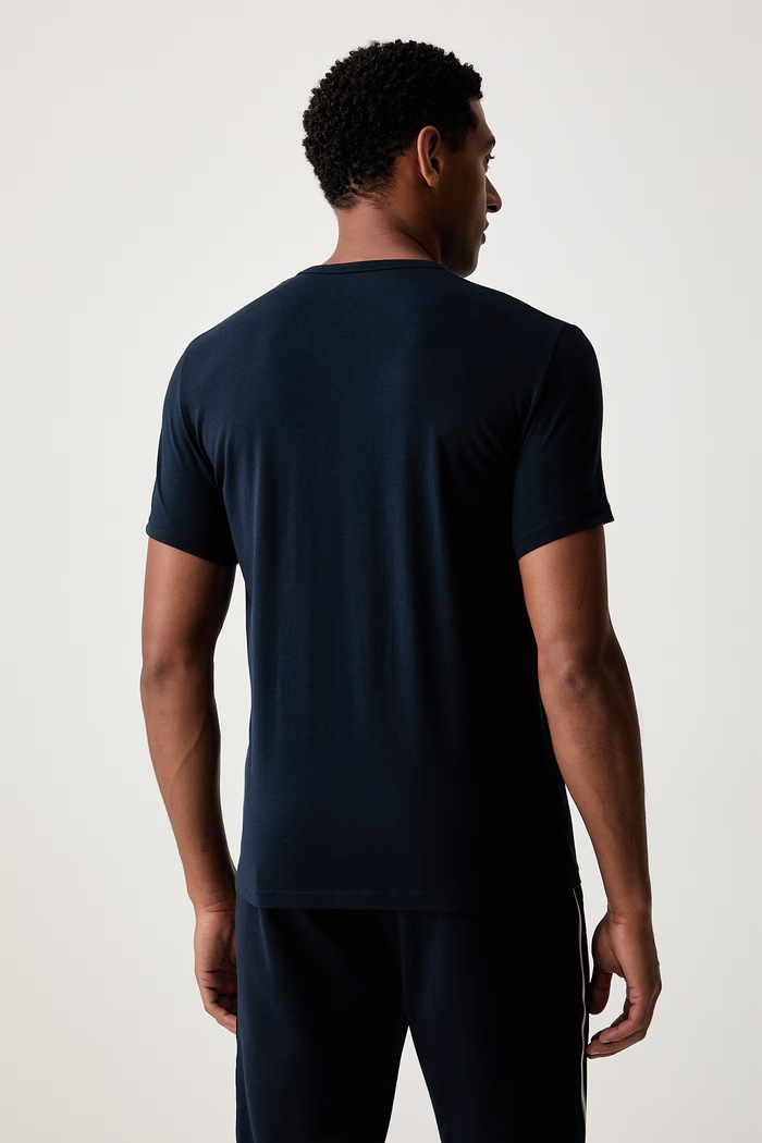 Emporio Armani Underwear T-shirt męski bawełniany z elastanem 2-pack EM000391.AF25033 granatowy