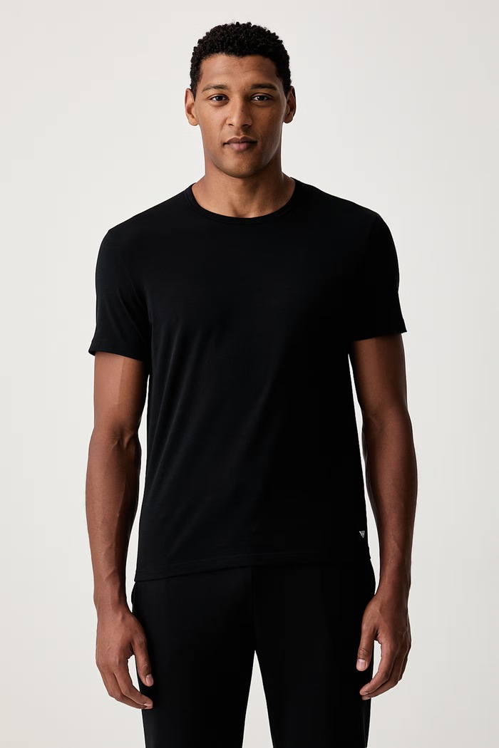 Emporio Armani Underwear T-shirt męski bawełniany z elastanem 2-pack czarny EM000391.AF25033