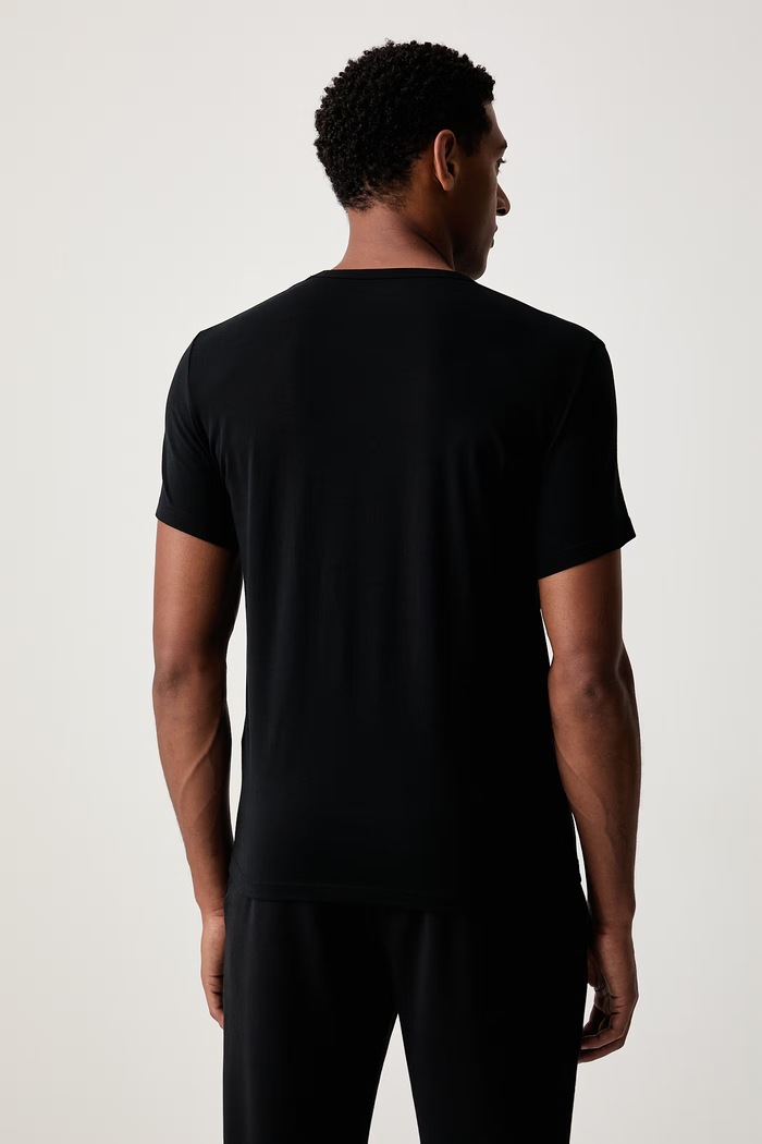 Odzież Emporio Armani Underwear T-shirt męski bawełniany z elastanem 2-pack EM000391.AF25033 czarny