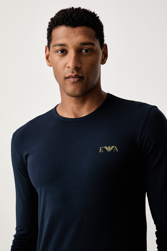 Emporio Armani Underwear longsleeve lounge męski granatowy EM000383.AF25018