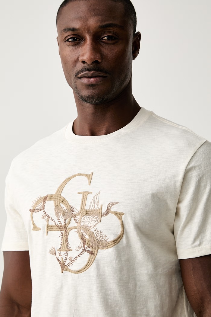 Guess T-shirt męski bawełniany beżowy M6YI59.K4637