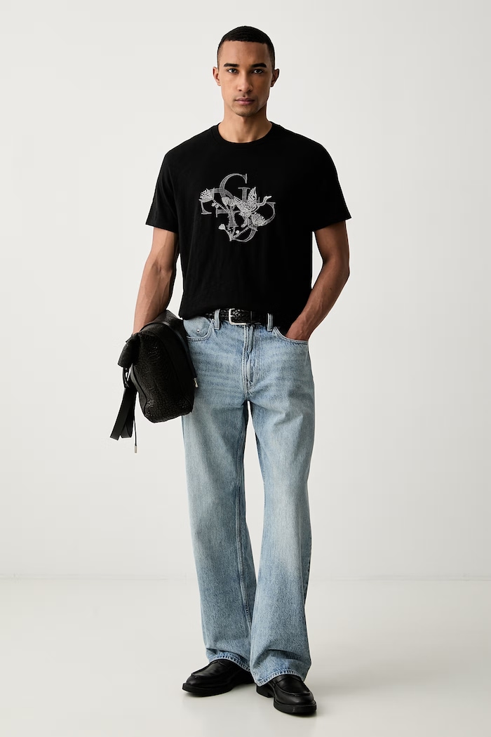 Guess футболка для мужчин из хлопка M6YI59.K4637 чёрный AW26