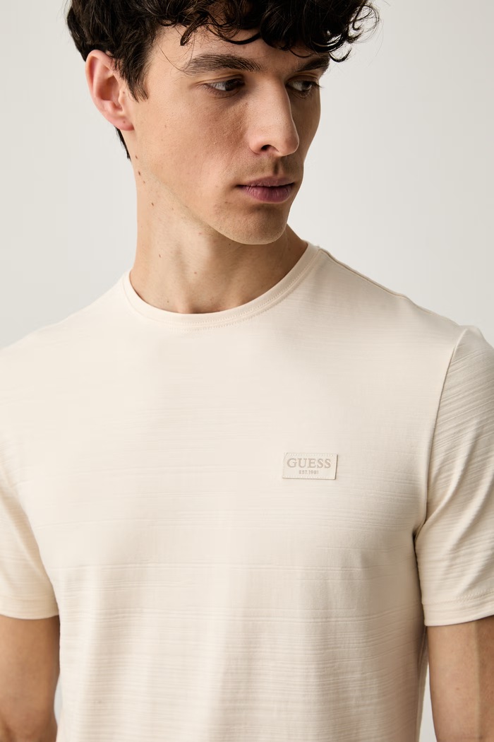 Guess футболка basic мужская из хлопка с эластаном бежевый M6YI48.K4234