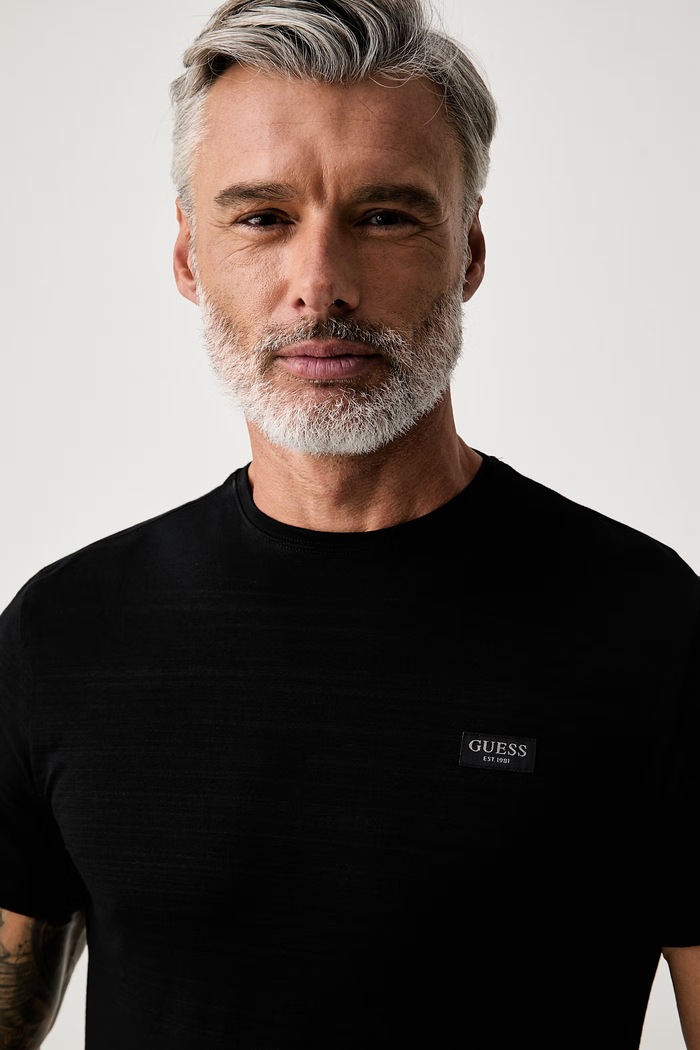 Guess T-shirt basic męski bawełniany z elastanem czarny M6YI48.K4234