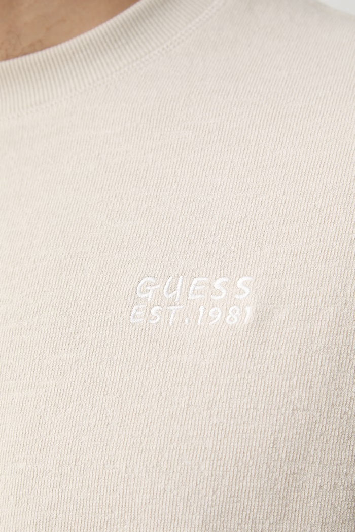 Guess T-shirt swetrowy męski bawełniany M6YI39.K4225 beżowy
