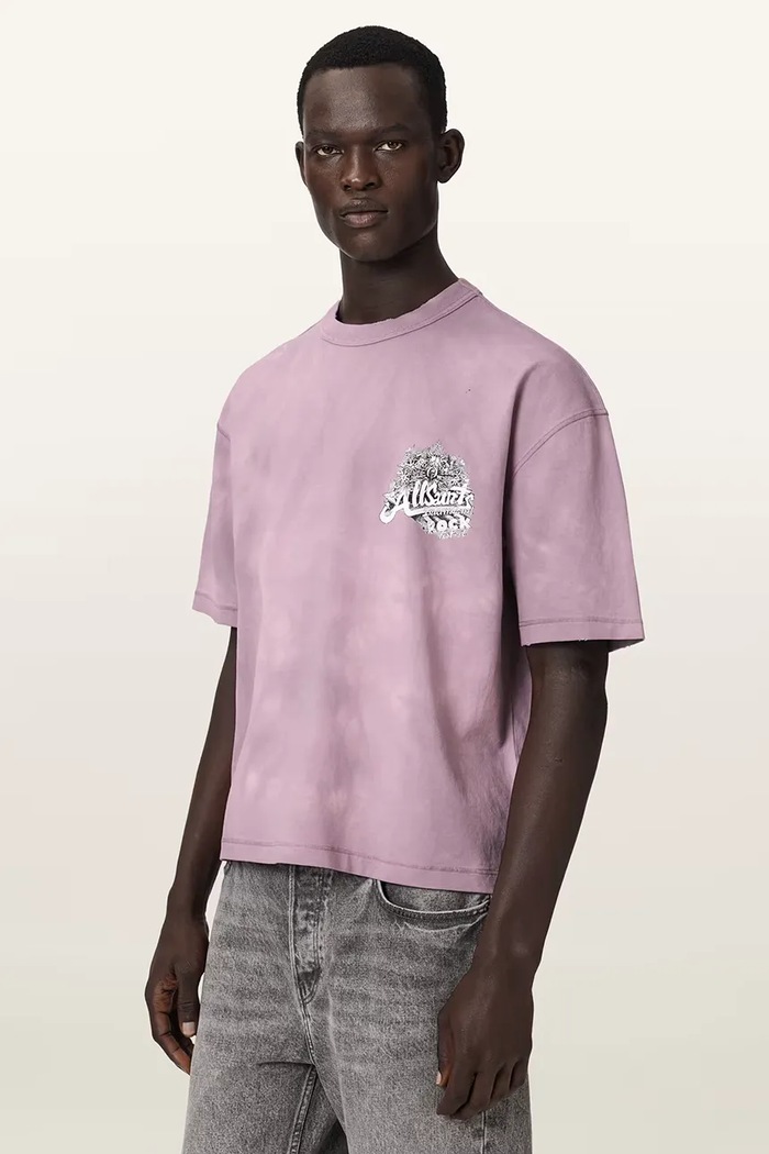 AllSaints T-shirt swetrowy męski bawełniany z elastanem AVALON M033PE różowy AW26