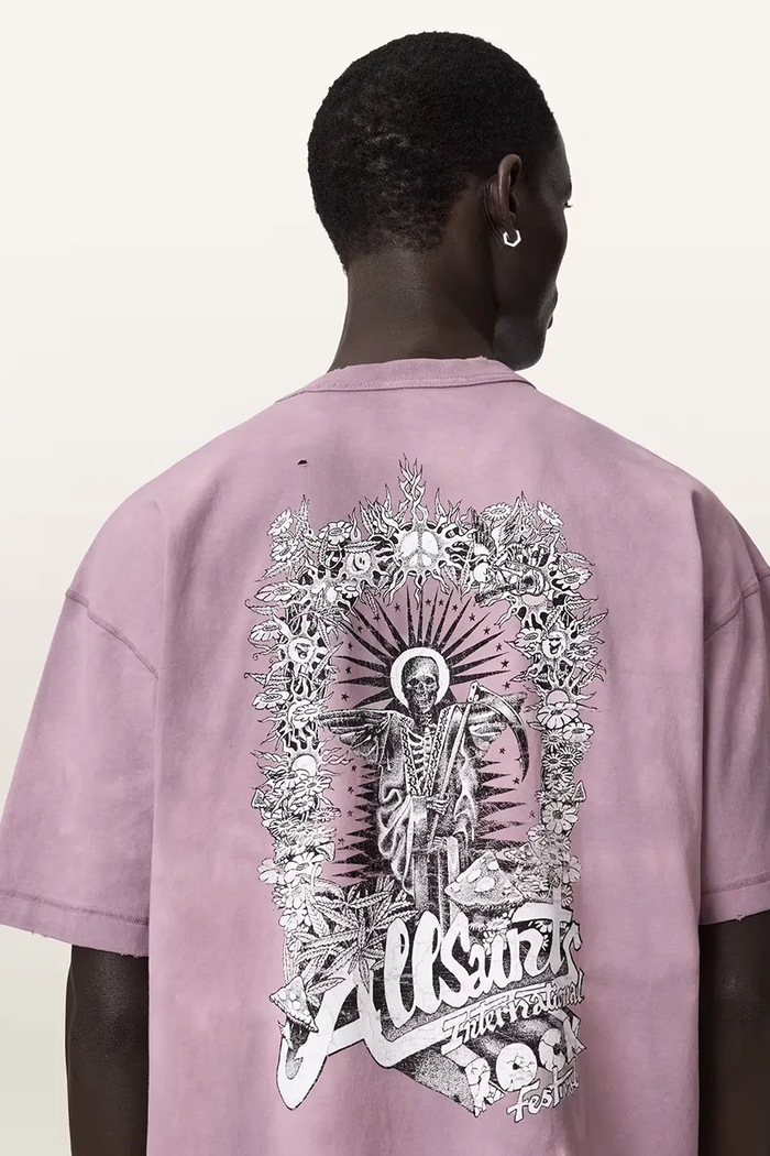 AllSaints T-shirt swetrowy męski bawełniany z elastanem AVALON M033PE różowy