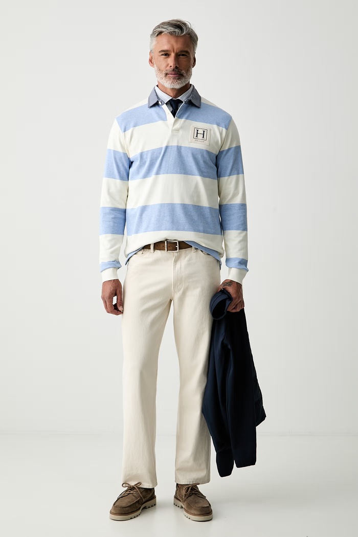 Hackett London longsleeve męski bawełniany HM5700018 niebieski AW26