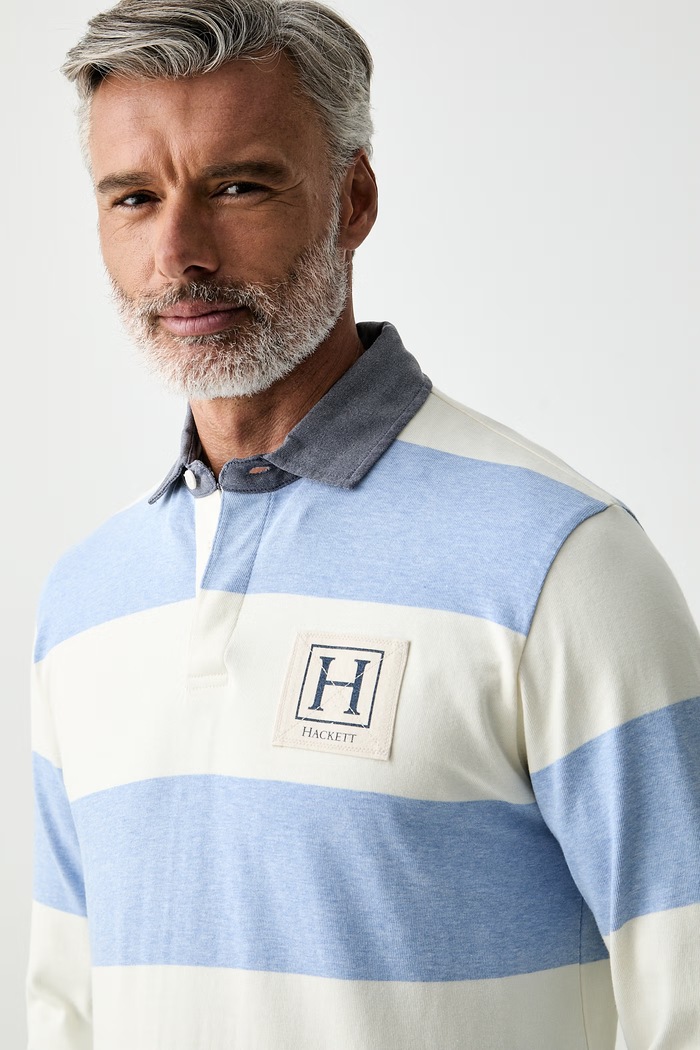 Hackett London longsleeve męski bawełniany niebieski HM5700018