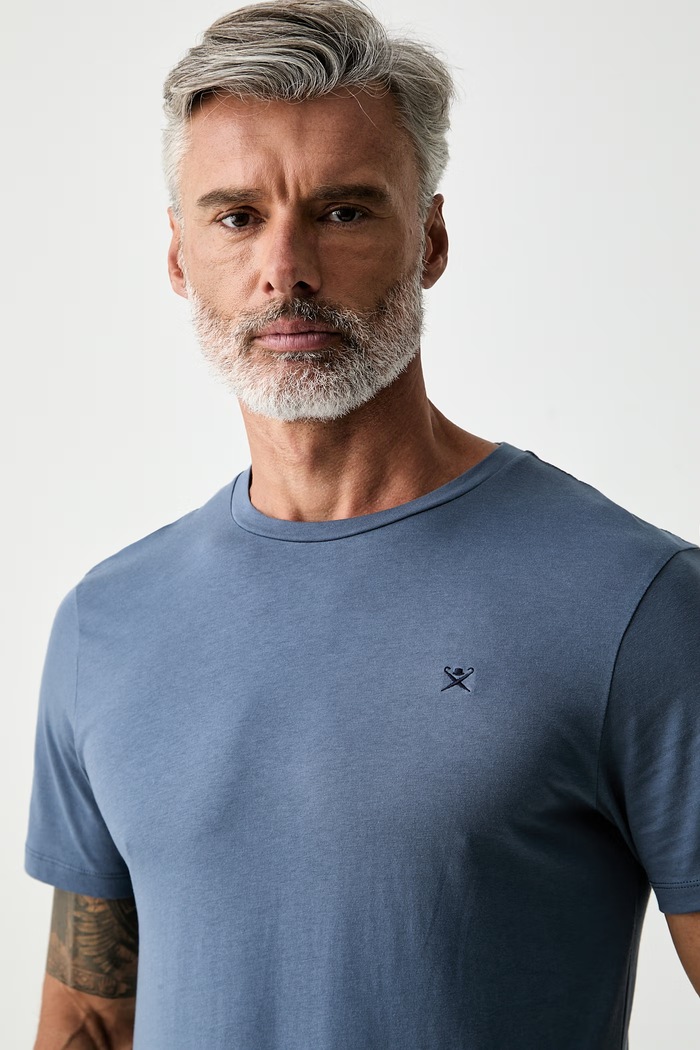 Hackett London T-shirt męski bawełniany niebieski HM5000128