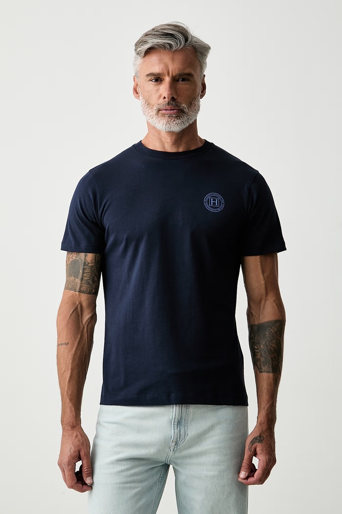 Hackett London T-shirt męski bawełniany granatowy HM5000121