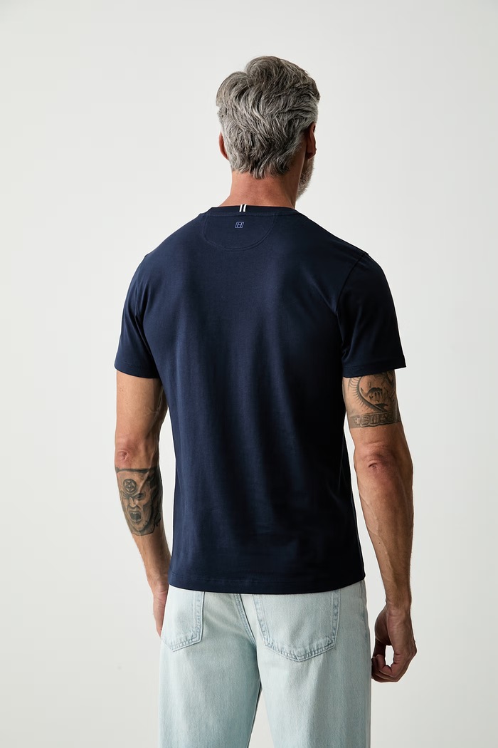 Odzież Hackett London T-shirt męski bawełniany HM5000121 granatowy