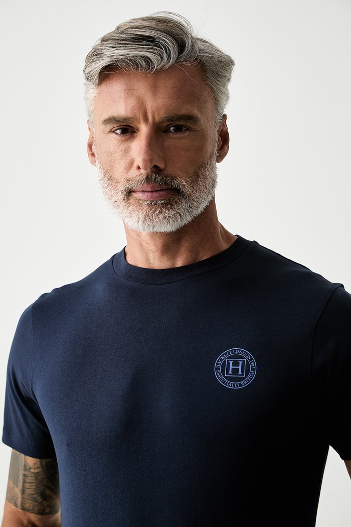 Hackett London T-shirt męski bawełniany granatowy HM5000121