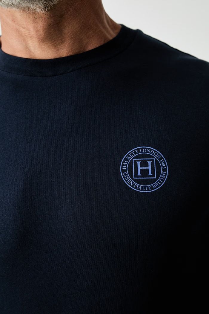 Hackett London T-shirt męski bawełniany HM5000121 granatowy