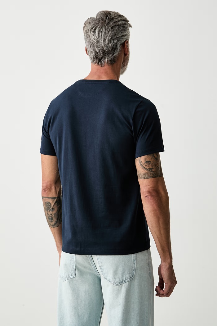 Odzież Hackett London T-shirt męski bawełniany HM5000071 granatowy