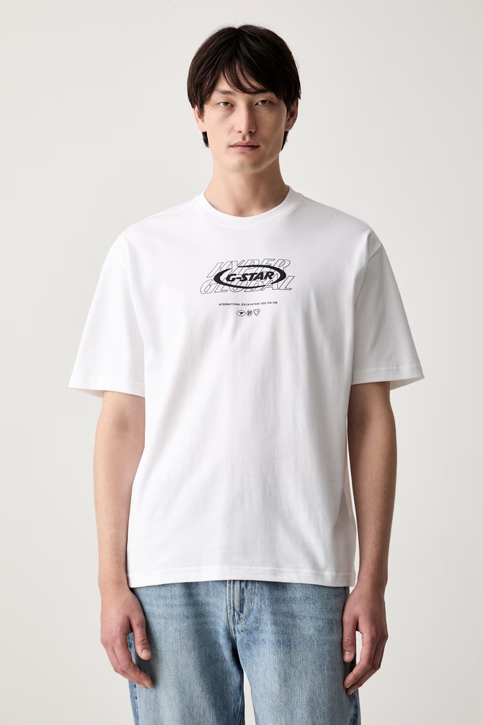 G-Star футболка для мужчин из хлопка Hyper gr relaxed белый D29377.E385