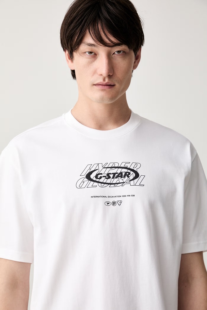G-Star футболка для мужчин из хлопка Hyper gr relaxed белый D29377.E385