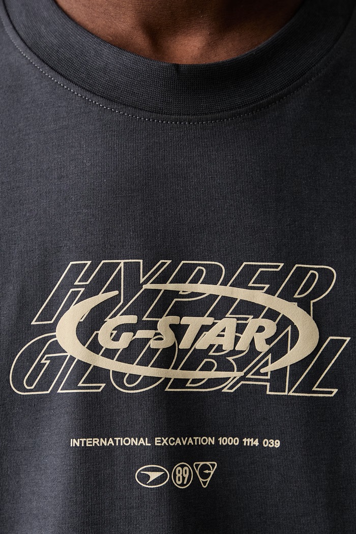 G-Star tričko pánske bavlnené Hyper gr relaxed D29377.E385 sivá