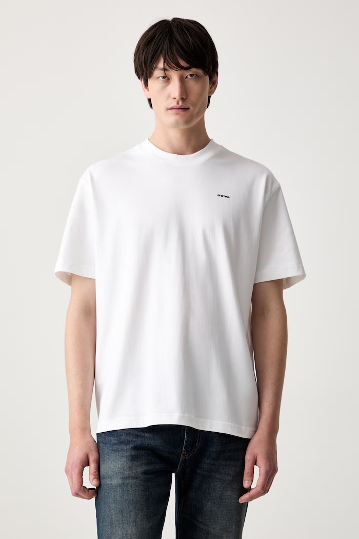 Ρούχα G-Star t-shirt ανδρικό βαμβακερό Back gr relaxed D28884.E385 λευκό