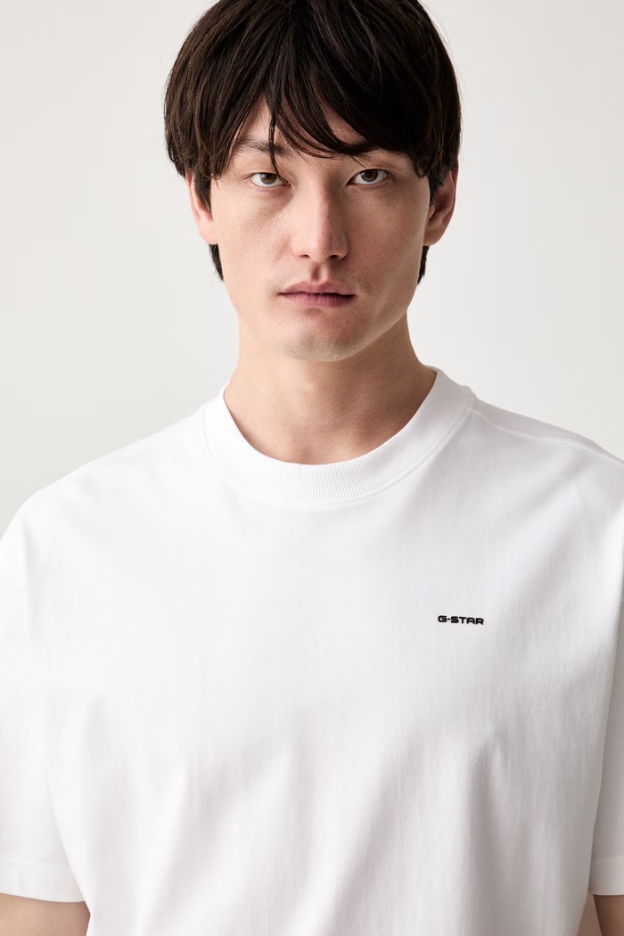 G-Star t-shirt ανδρικό βαμβακερό Back gr relaxed λευκό D28884.E385