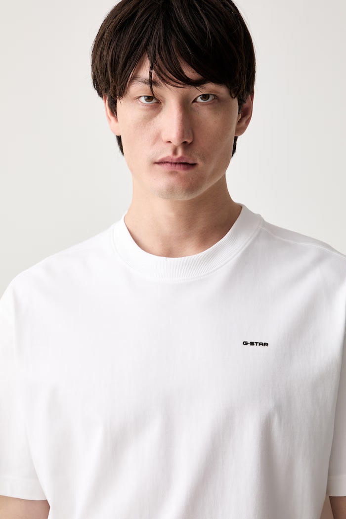 G-Star t-shirt ανδρικό βαμβακερό Back gr relaxed λευκό D28884.E385
