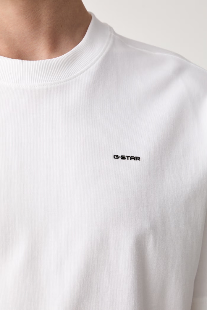 G-Star t-shirt ανδρικό βαμβακερό Back gr relaxed D28884.E385 λευκό
