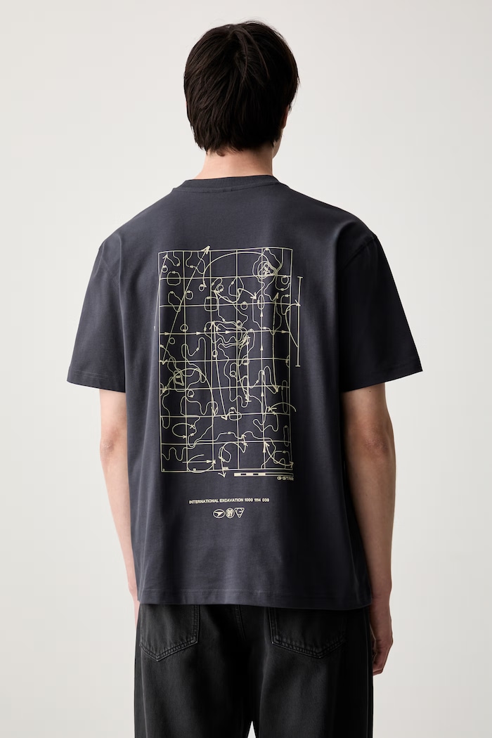 G-Star t-shirt ανδρικό βαμβακερό Back gr relaxed γκρί D28884.E385