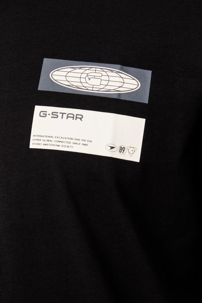 G-Star majica za muškarce od pamuka Box globe gr D28922.D975 crna